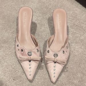 Bellini Pink Mules with Silver Accents